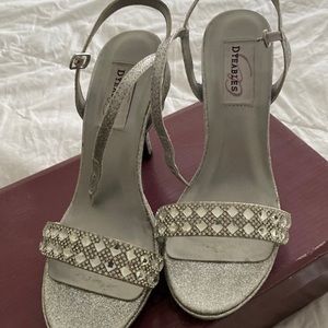 Silver Rhinestone heels. Size 7